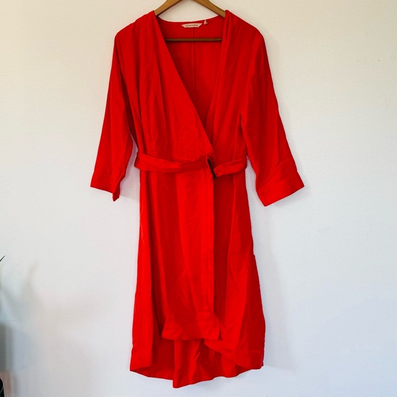 Soft Surroundings Belted Wrap Hi Low Orange Dress Sz XL - Picture 3 of 12